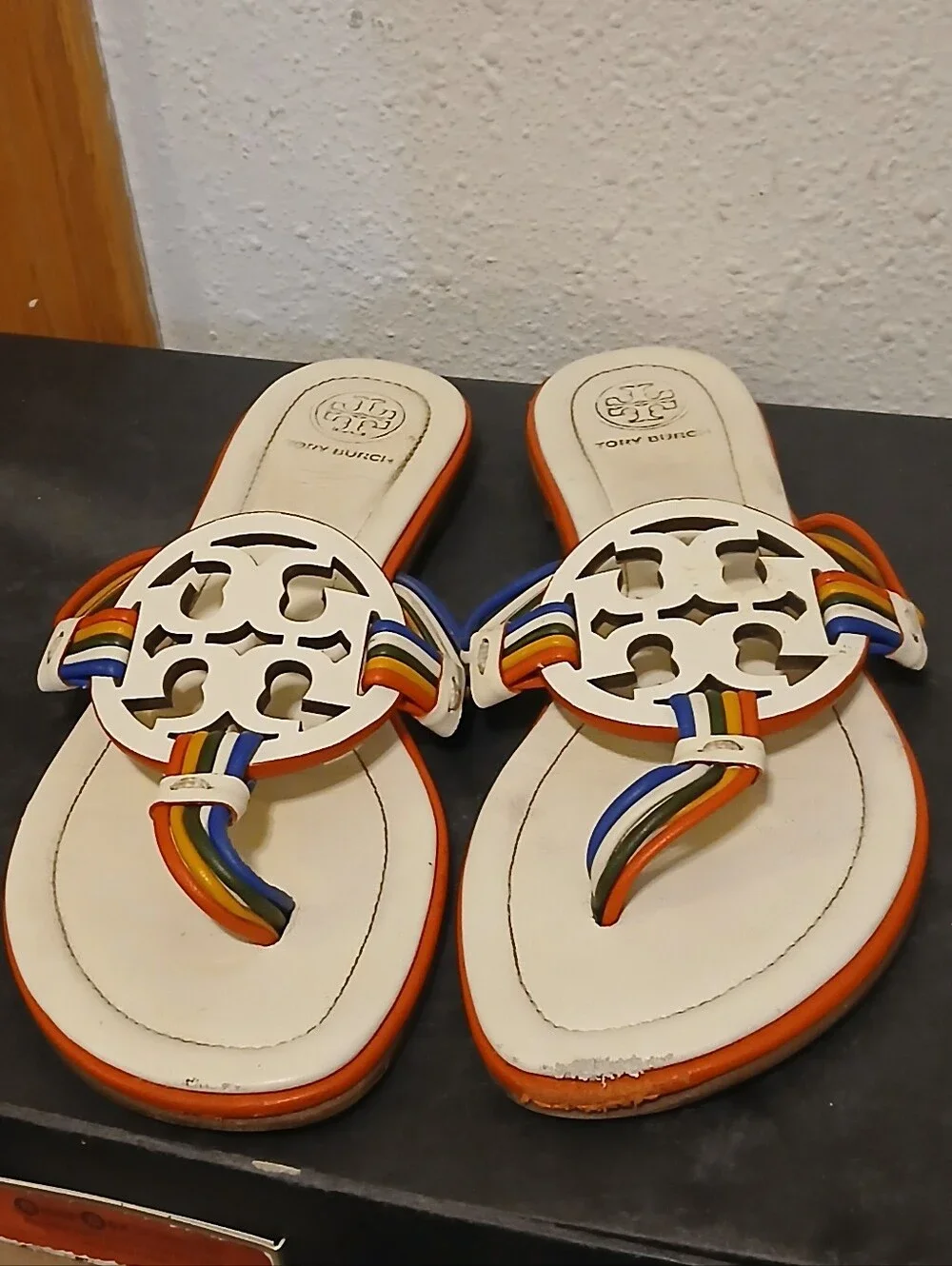 Tory Burch Miller Multicolor Logo Thong Sandals Estimated Size 6